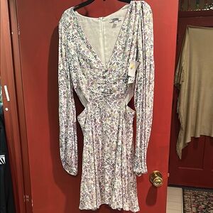 AFRM Purple Sequin Wrap Dress with Bishop Sleeves